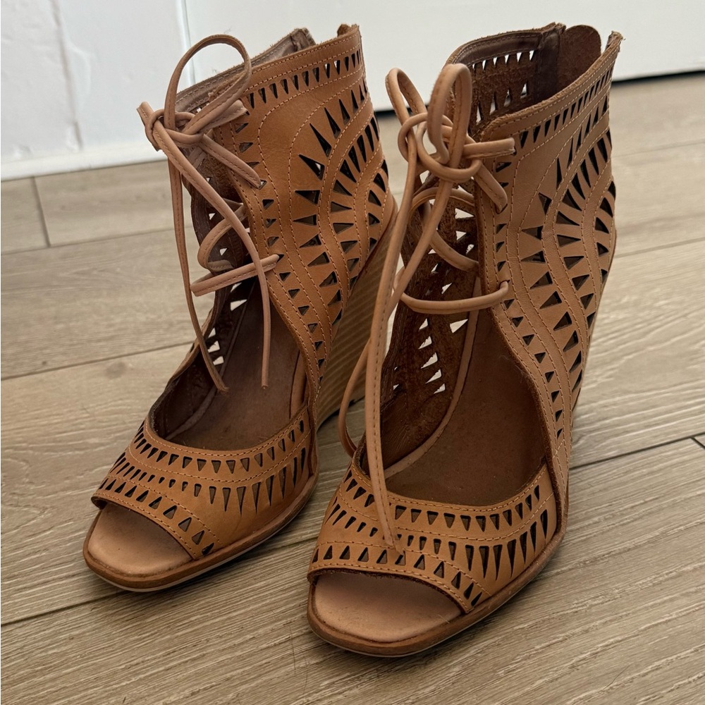 Jeffrey Campbell Tan Cutout Wedges
